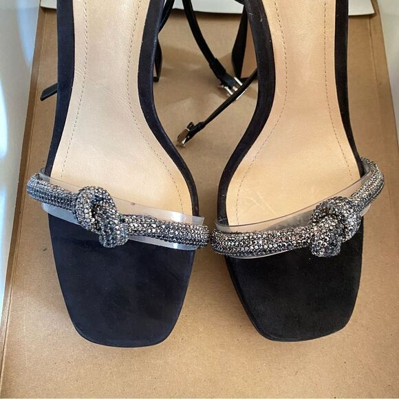 New SCHUTZ peaky platforms Shoes black suede rhinestone high heels 10 Revolve - Picture 11 of 15